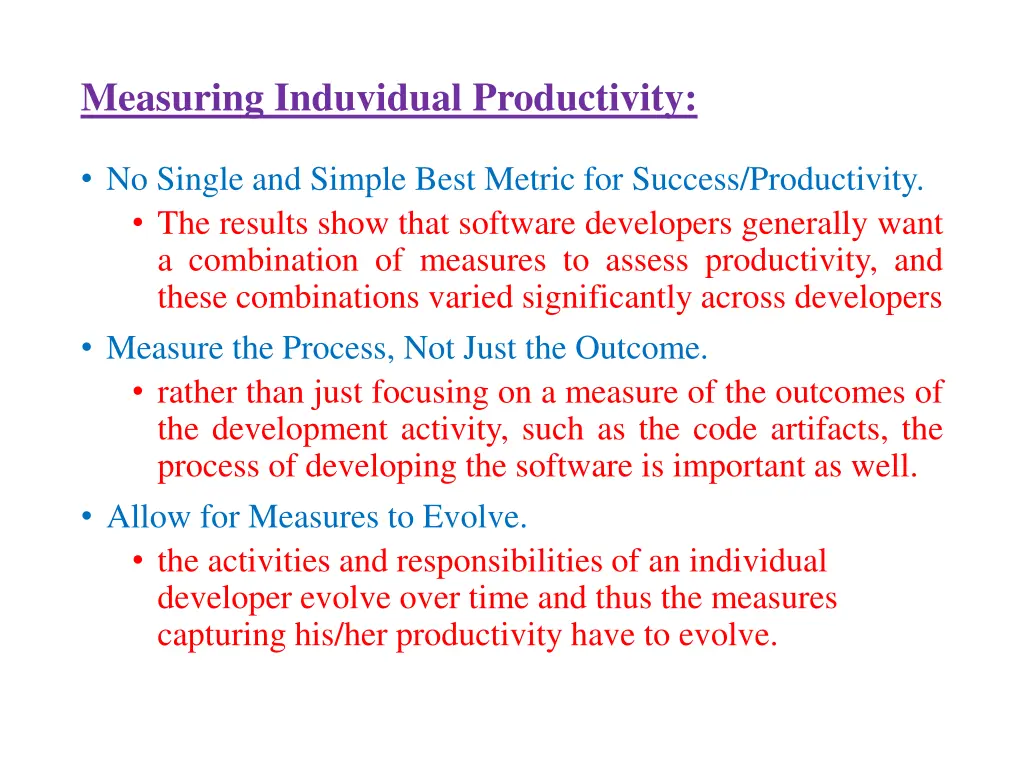 measuring induvidual productivity