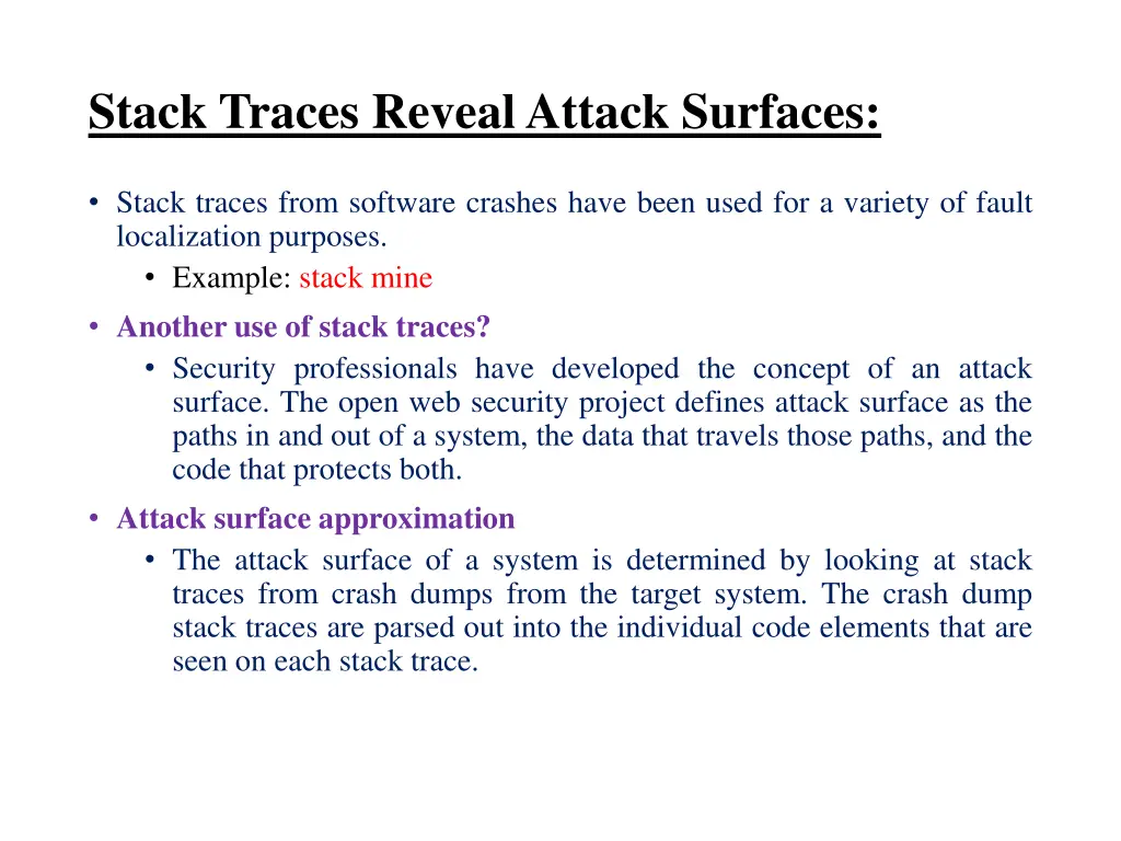 stack traces reveal attack surfaces