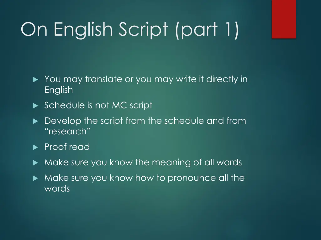 on english script part 1