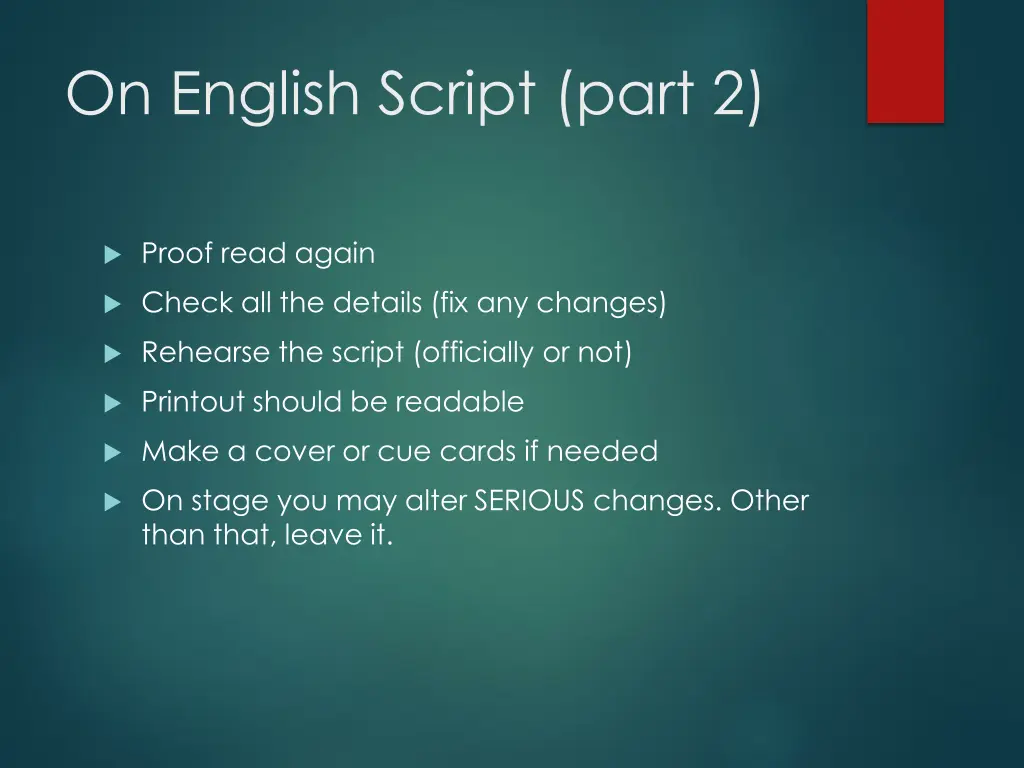 on english script part 2