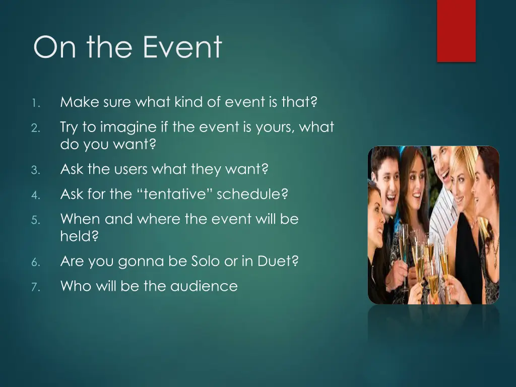 on the event