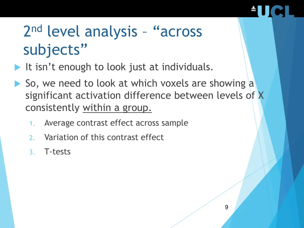 2 nd level analysis across subjects