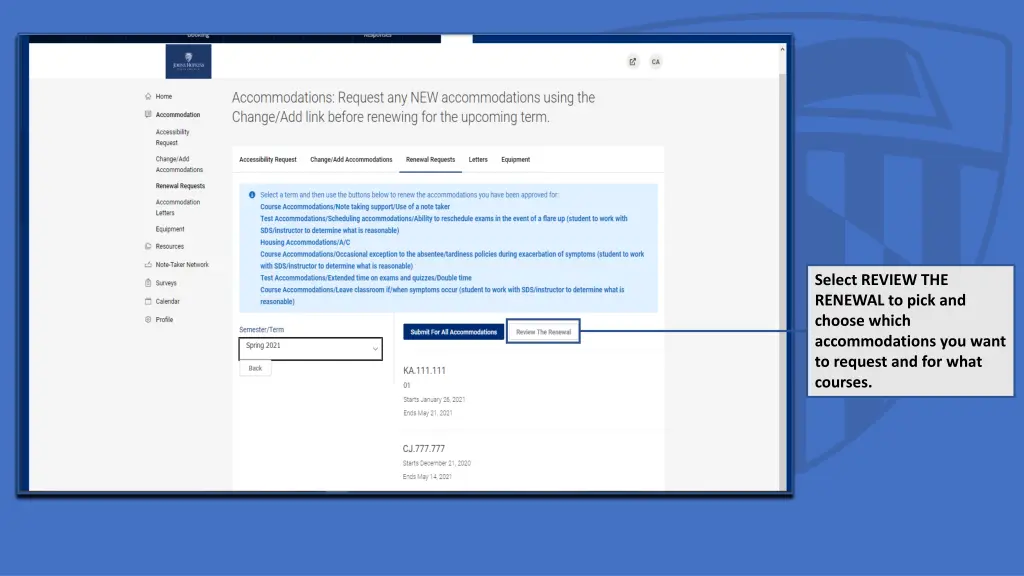 select review the renewal to pick and choose