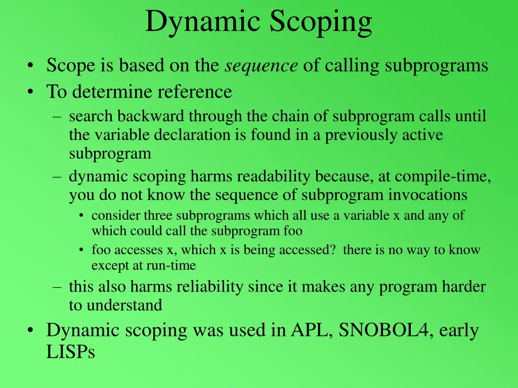 dynamic scoping