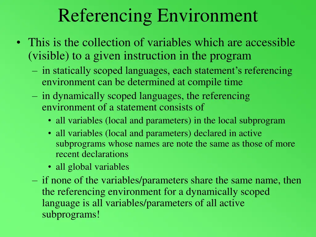 referencing environment