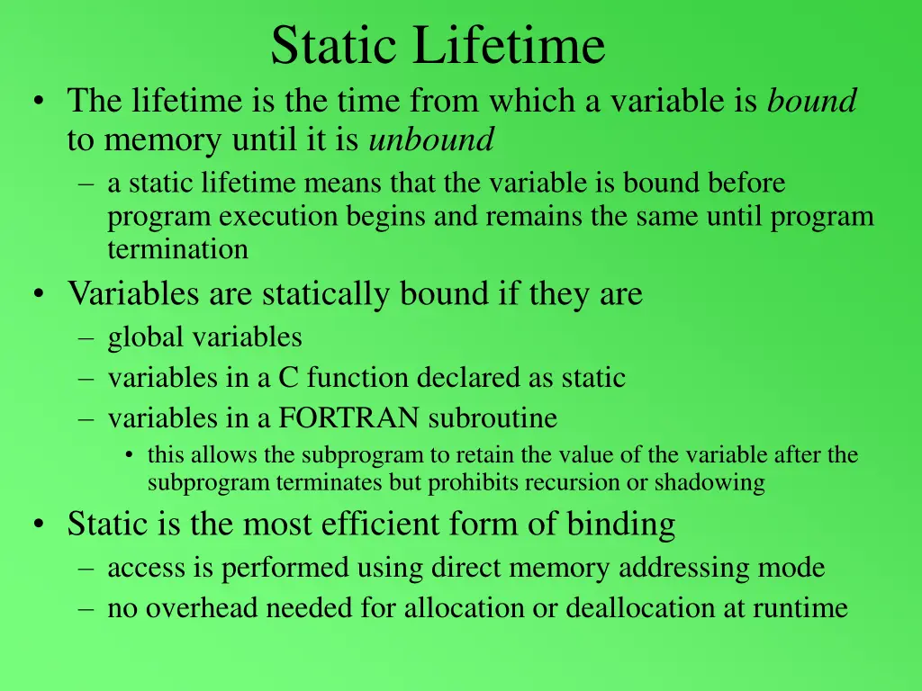 static lifetime