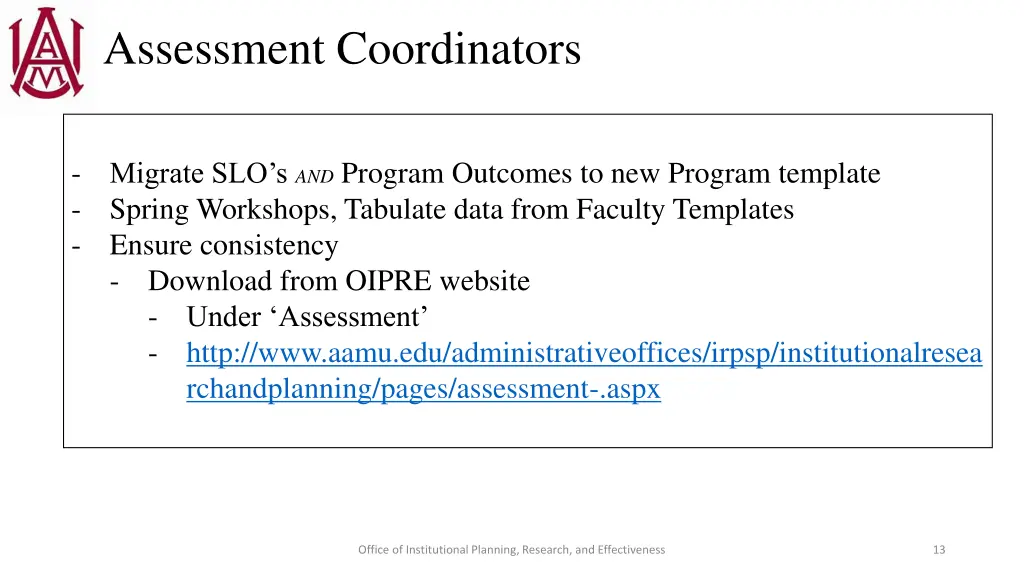 assessment coordinators