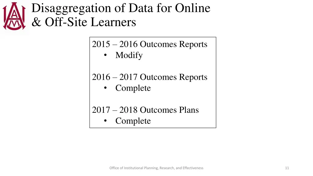 disaggregation of data for online off site 1