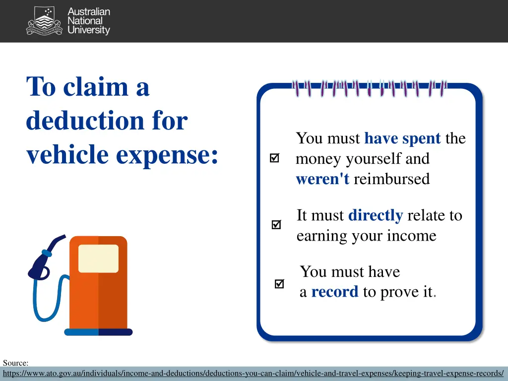 to claim a deduction for vehicle expense