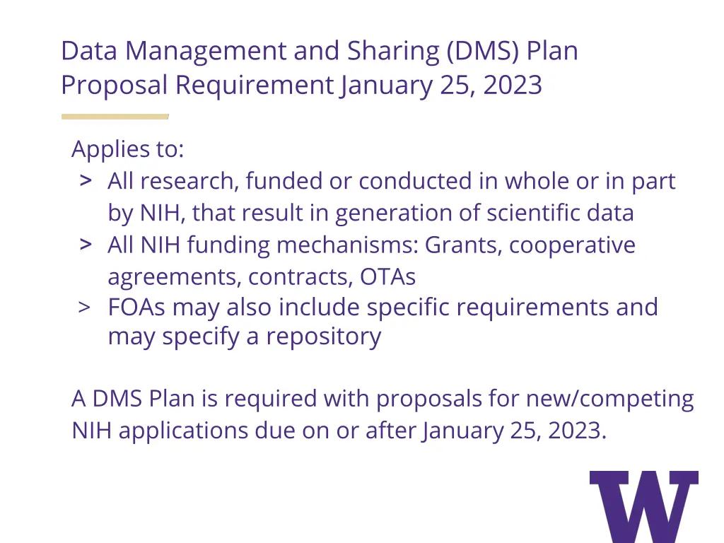 data management and sharing dms plan proposal