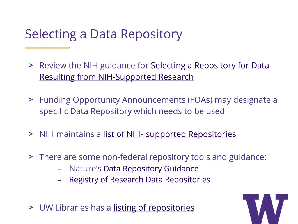 selecting a data repository