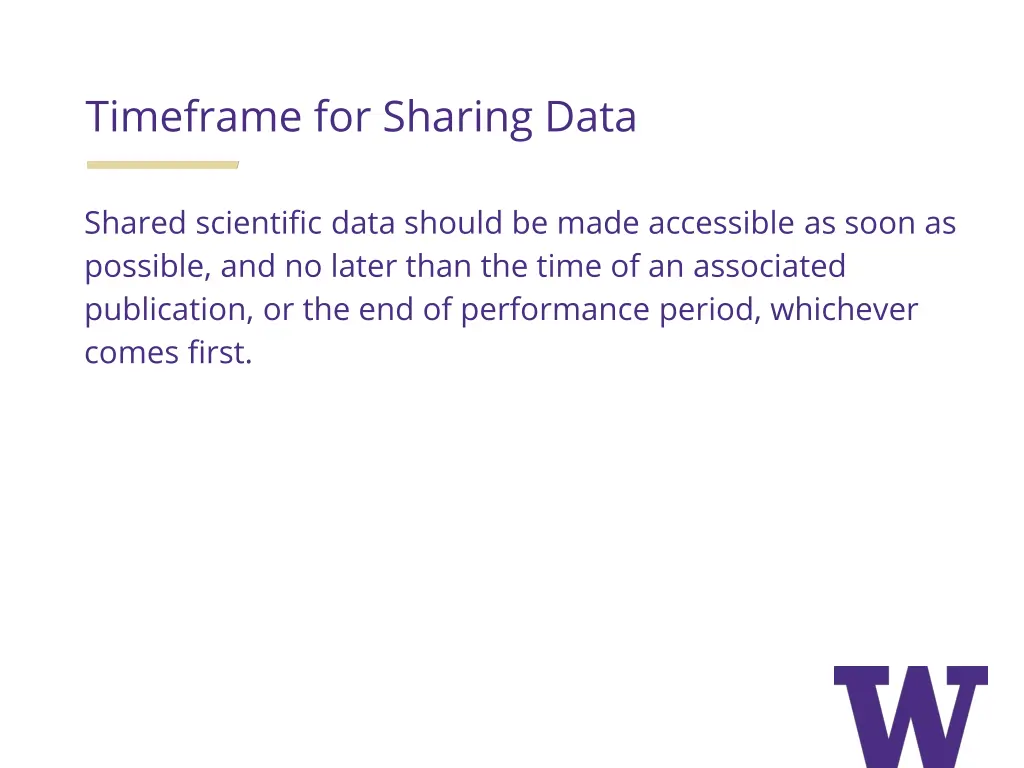 timeframe for sharing data