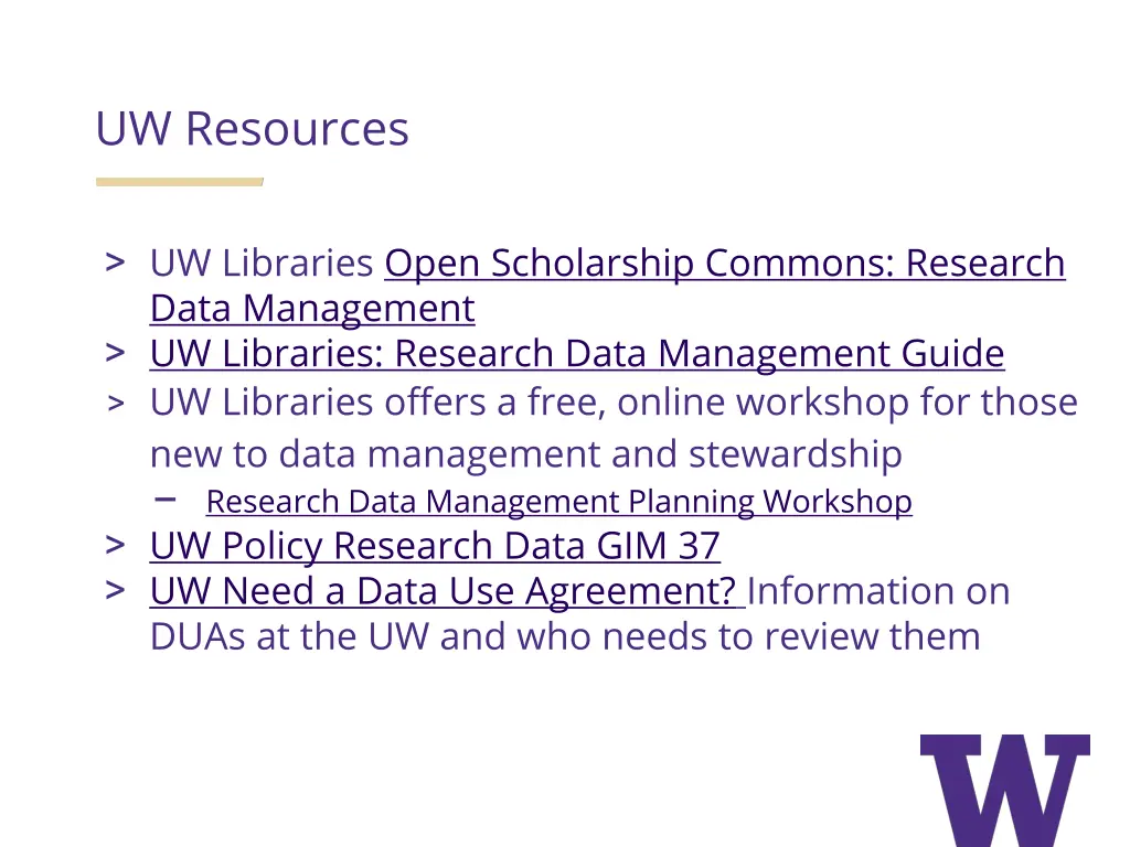 uw resources