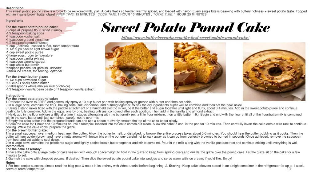 description this sweet potato pound cake