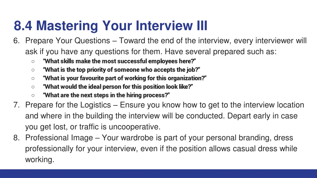 8 4 mastering your interview iii 6 prepare your