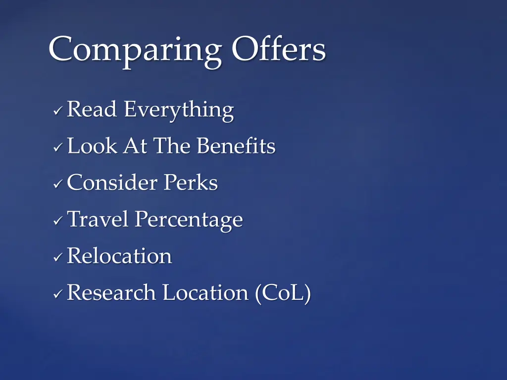 comparing offers