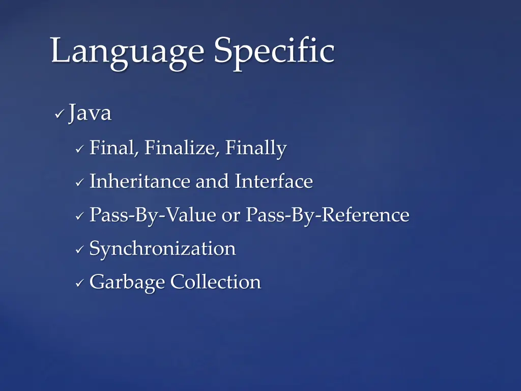 language specific 1