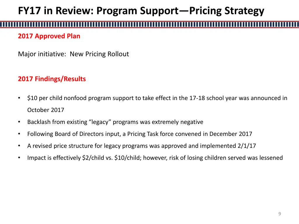 fy17 in review program support pricing strategy