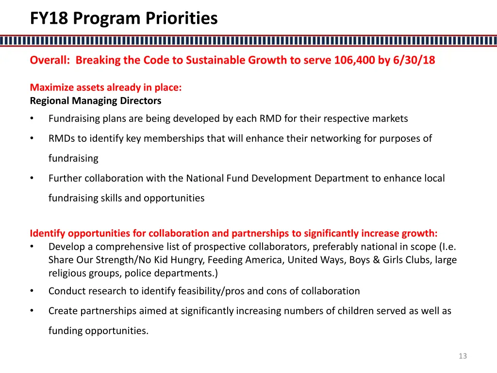 fy18 program priorities