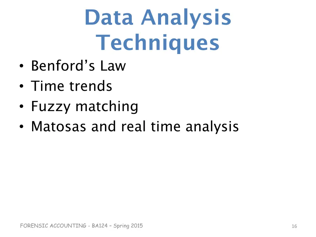 data analysis techniques benford s law time
