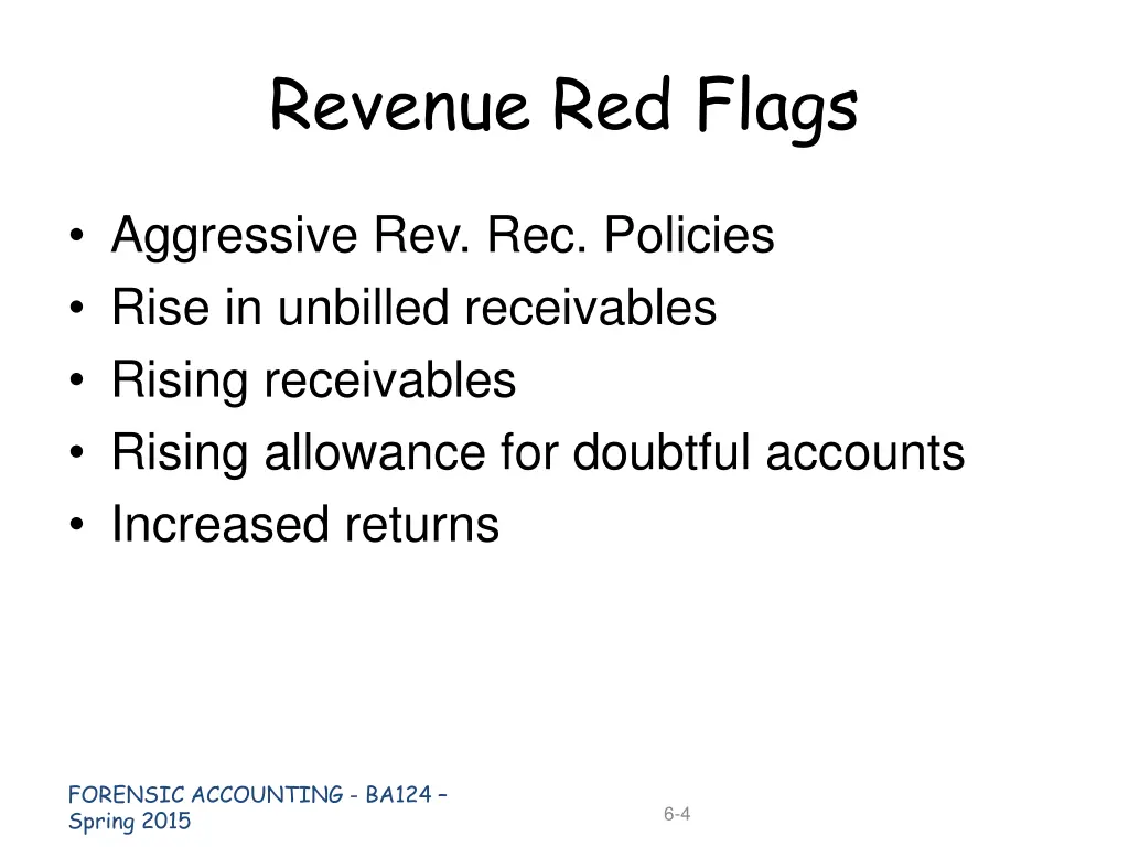 revenue red flags