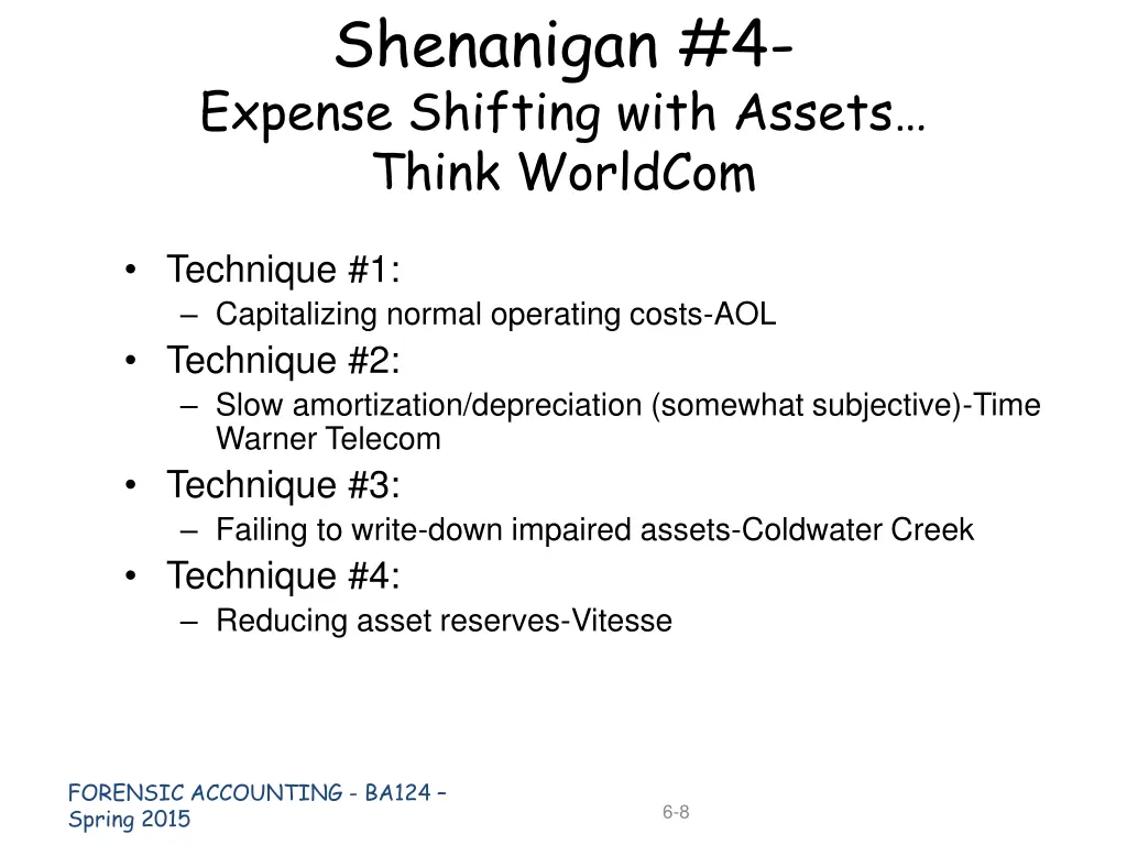 shenanigan 4 expense shifting with assets think