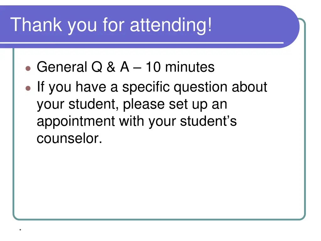 thank you for attending