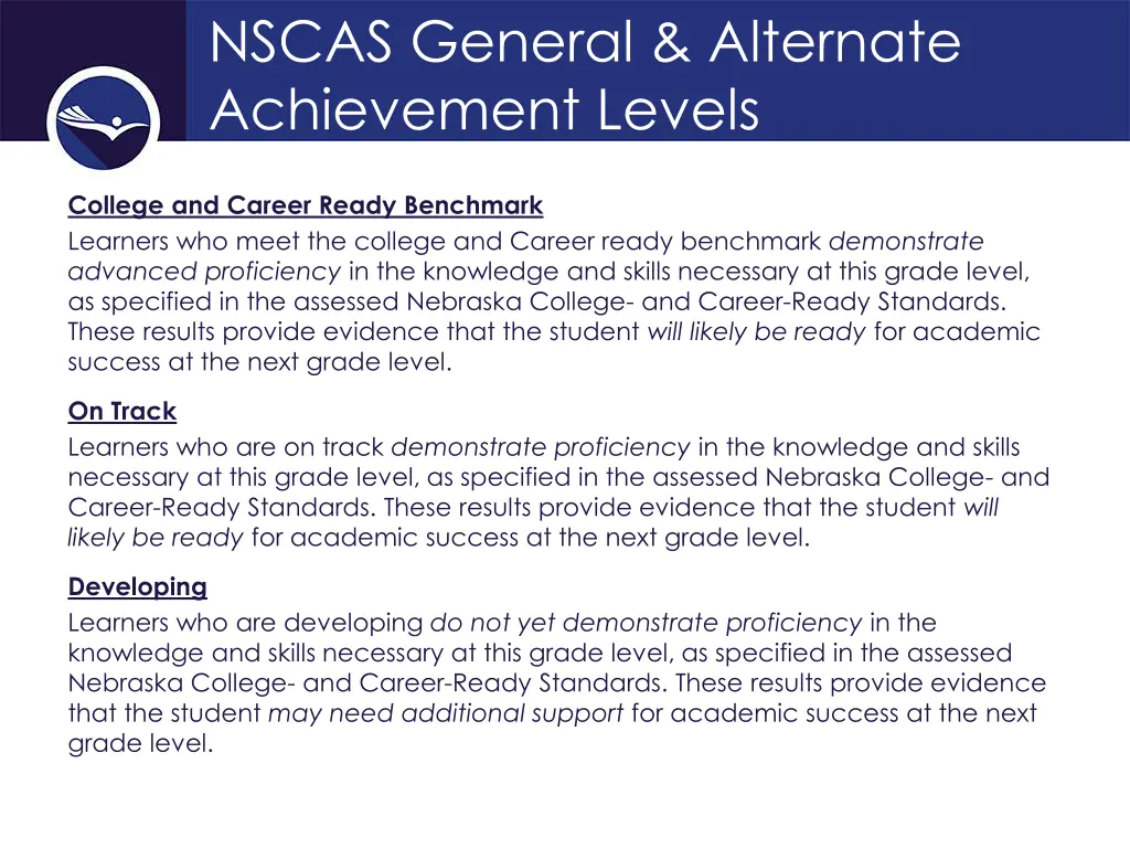 nscas general alternate achievement levels 1