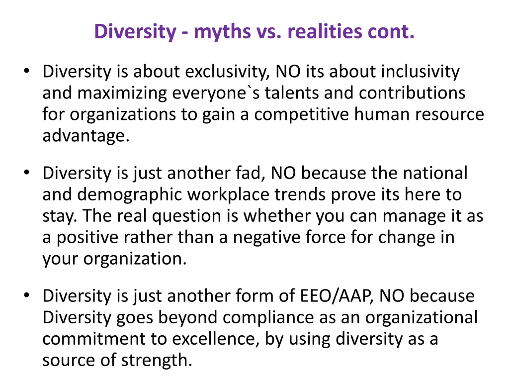 diversity myths vs realities cont