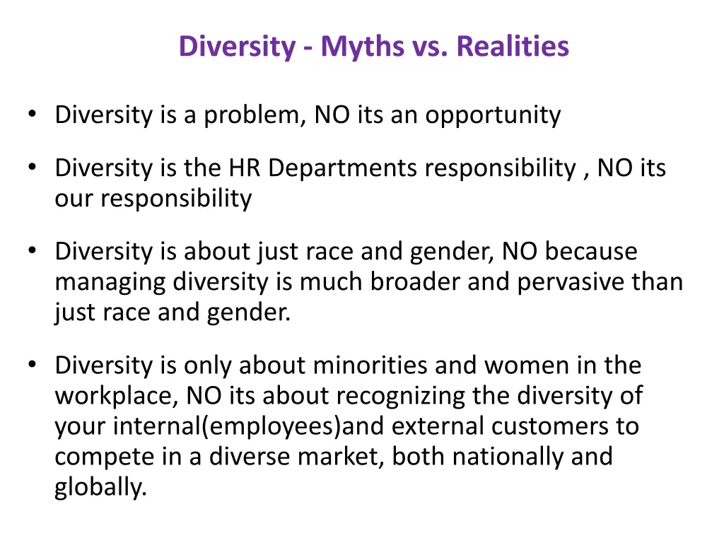 diversity myths vs realities