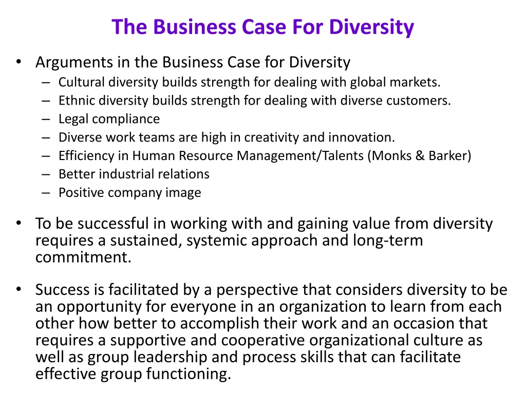 the business case for diversity