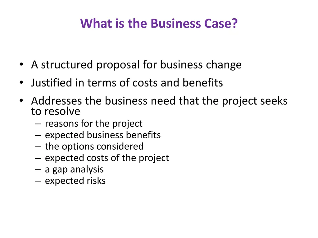 what is the business case
