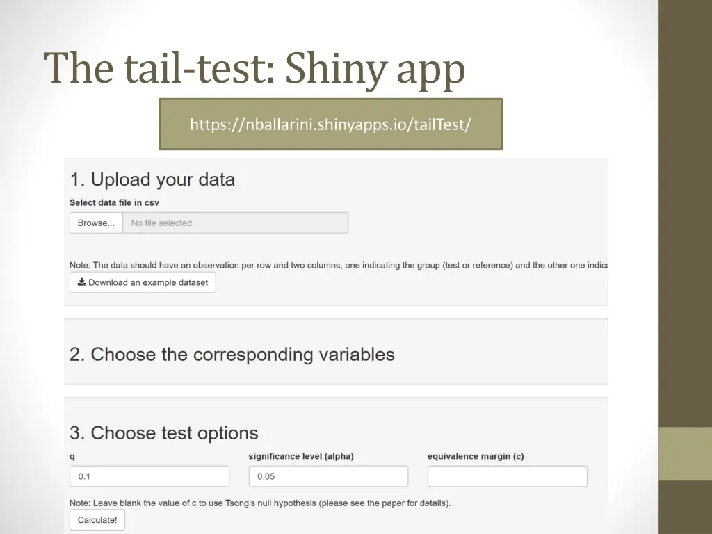 the tail test shinyapp