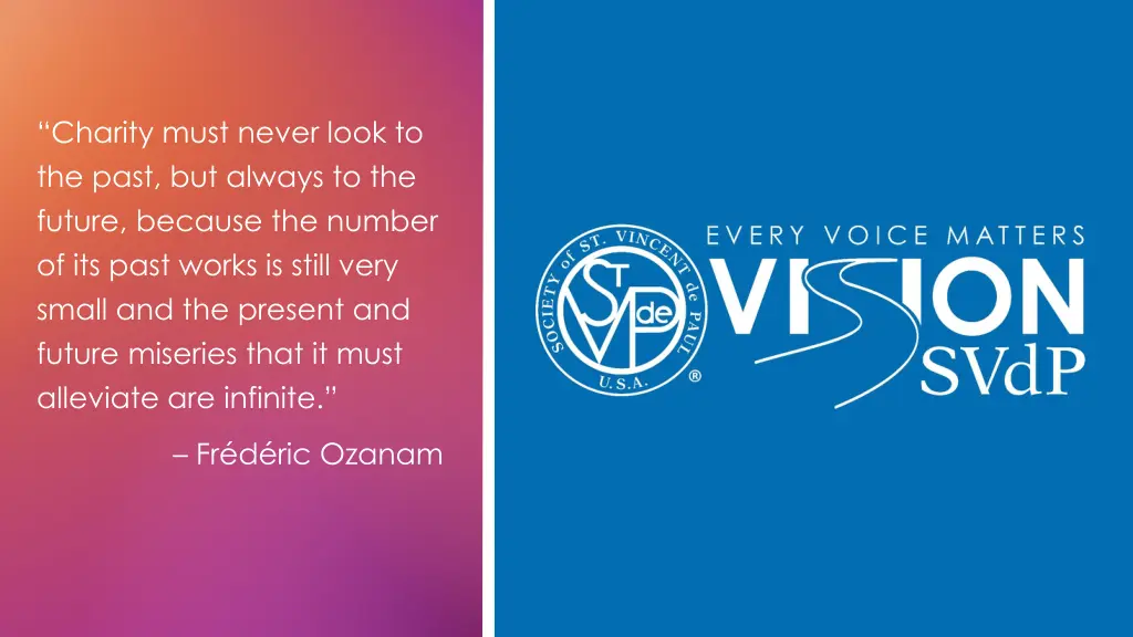 charity must never look to the past but always