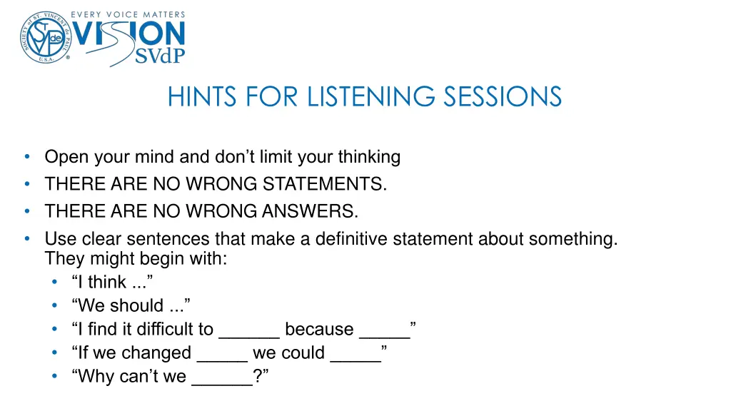 hints for listening sessions