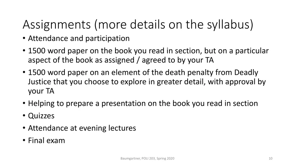 assignments more details on the syllabus