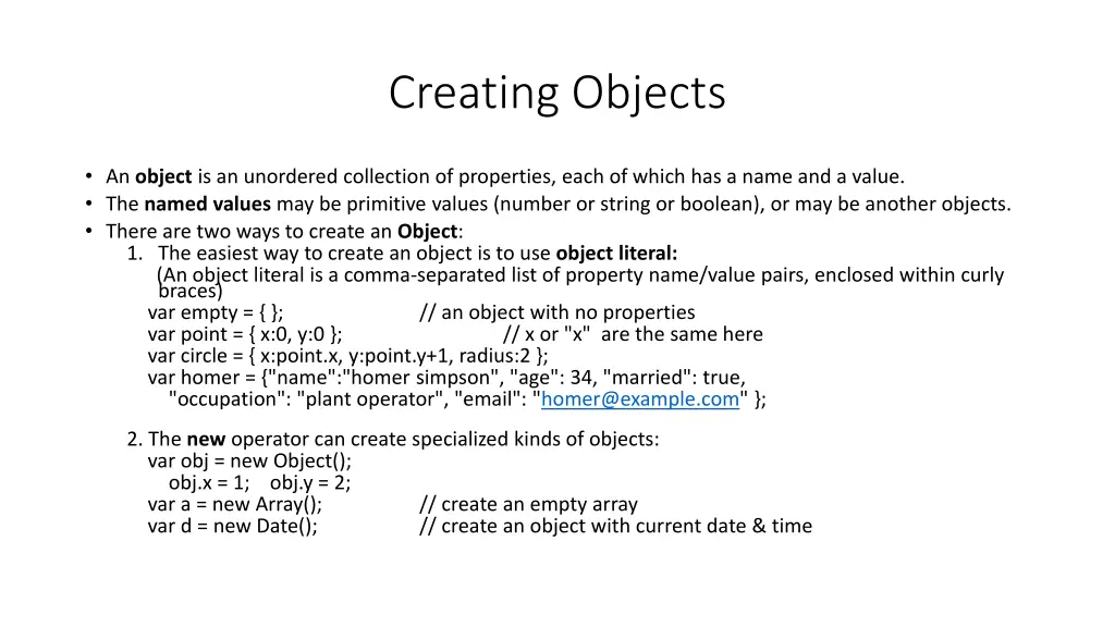 creating objects