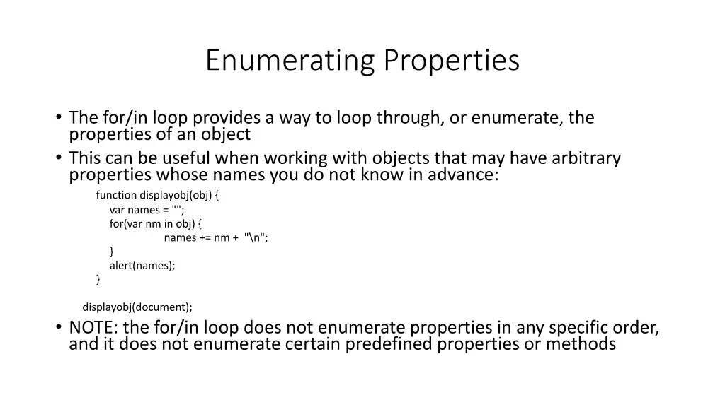 enumerating properties