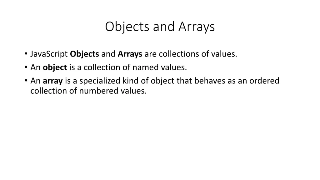 objects and arrays