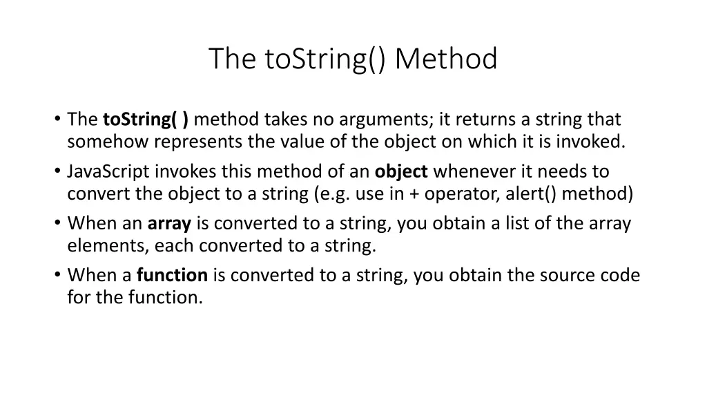 the tostring method