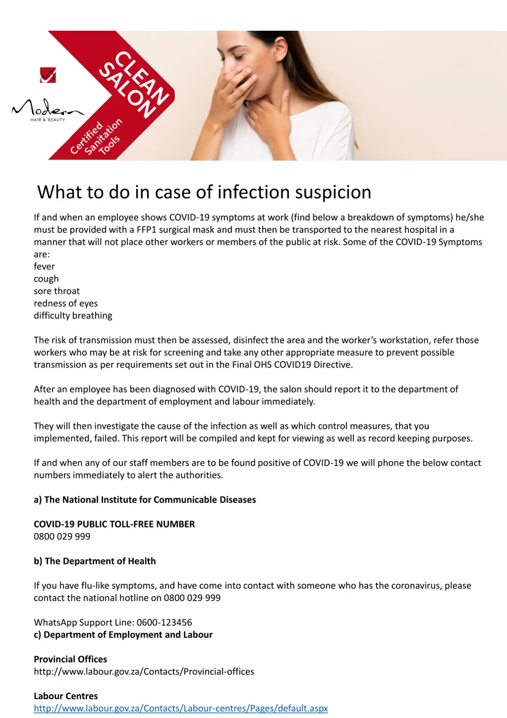 what to do in case of infection suspicion