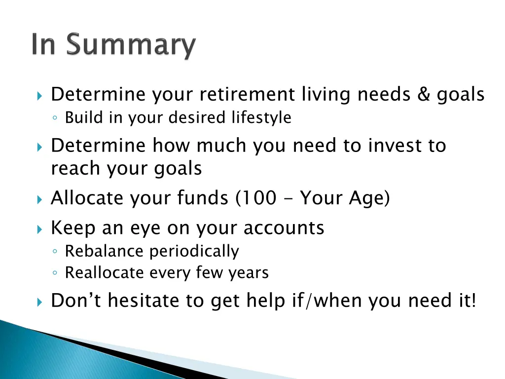 determine your retirement living needs goals