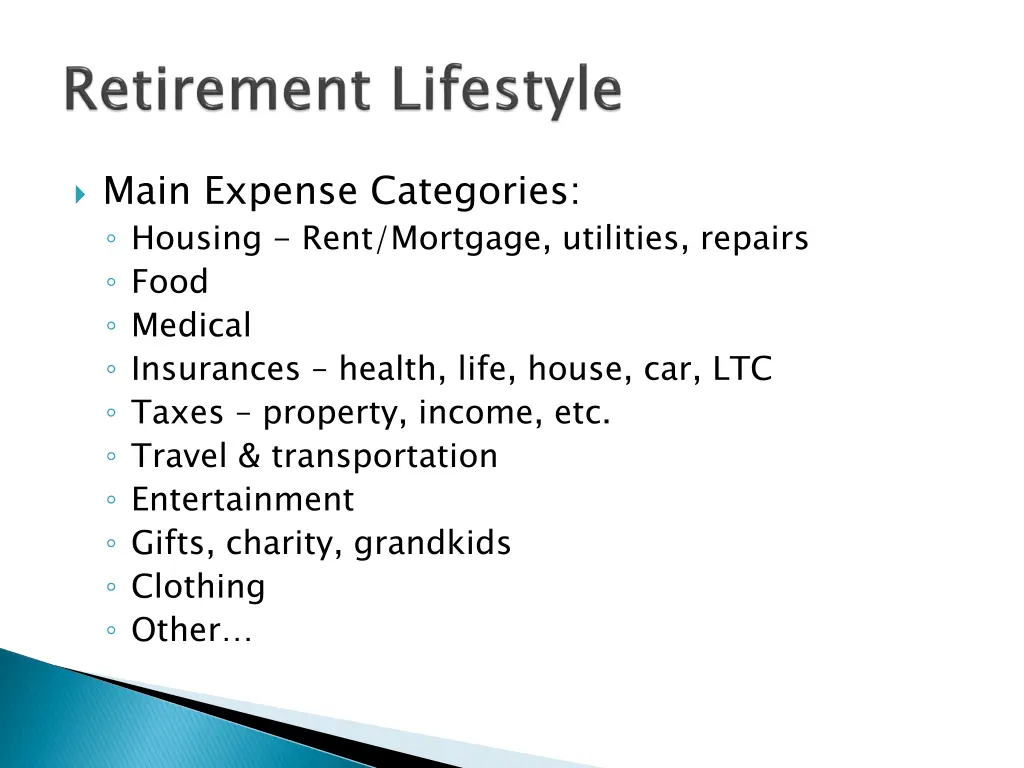 main expense categories housing rent mortgage