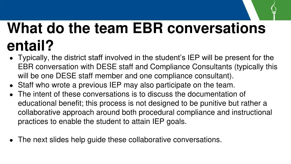 what do the team ebr conversations entail