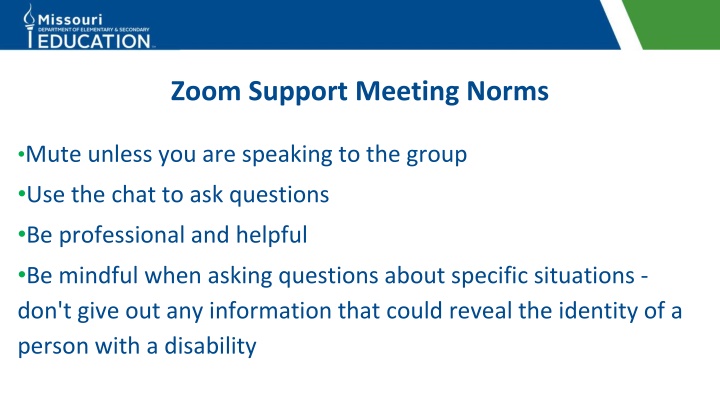 zoom support meeting norms