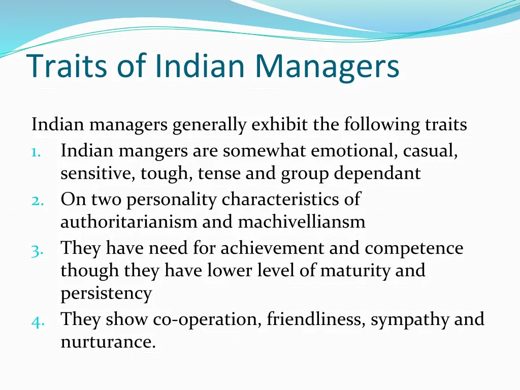 traits of indian managers