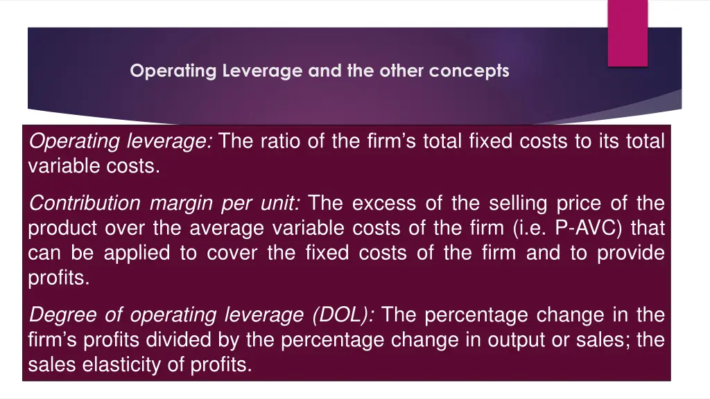 operating leverage and the other concepts
