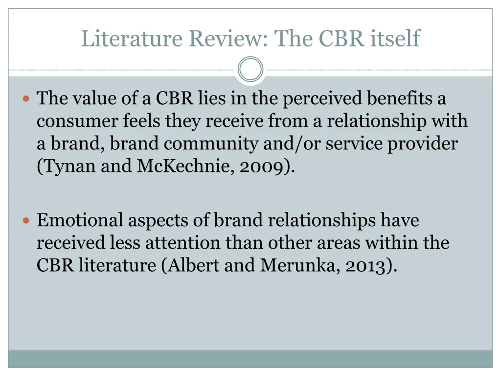 literature review the cbr itself