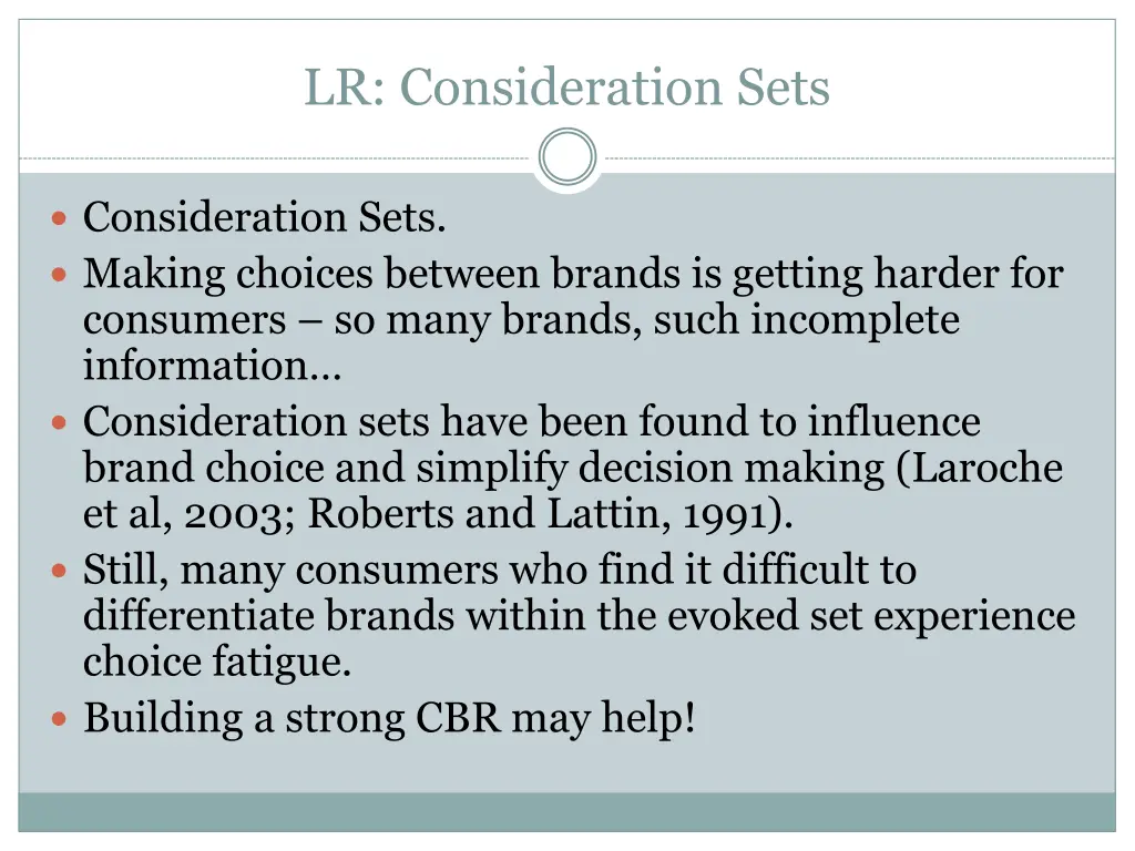 lr consideration sets