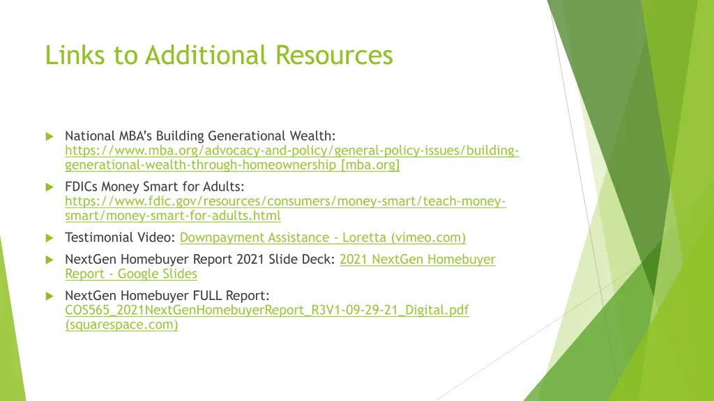 links to additional resources